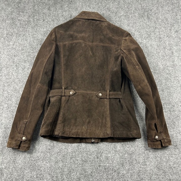 Eddie Bauer Jacket Womens M Brown Seattle Suede Washable Leather Zip Up Coat - Picture 4 of 7